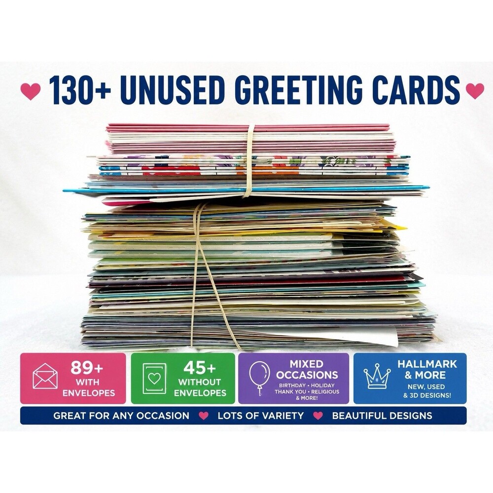 130+ Unused Greeting Card Lot 90+ w Envelopes Hallmark Mixed Occasion